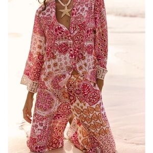 Zara Pink and Red Wide Leg pants and top